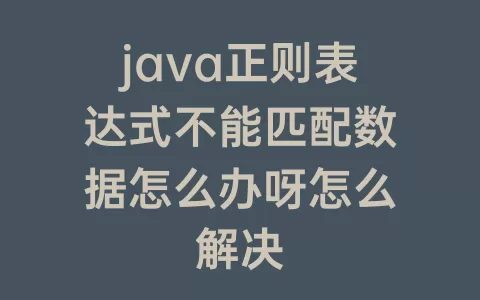 java正则表达式不能匹配数据怎么办呀怎么解决