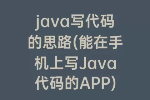 java写代码的思路(能在手机上写Java代码的APP)