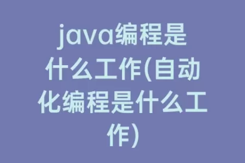 java编程是什么工作(自动化编程是什么工作)