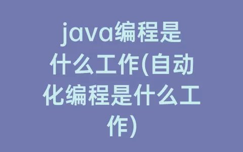 java编程是什么工作(自动化编程是什么工作)