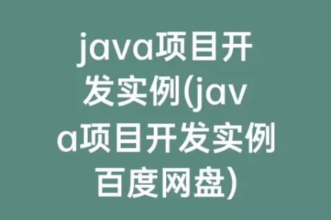 java项目开发实例(java项目开发实例百度网盘)
