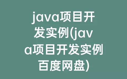 java项目开发实例(java项目开发实例百度网盘)