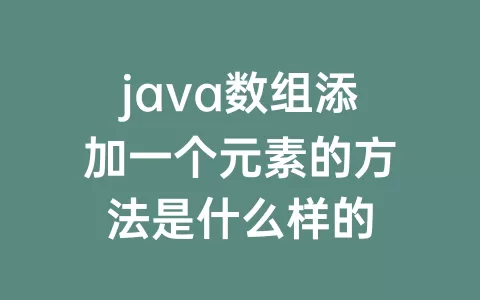 java数组添加一个元素的方法是什么样的