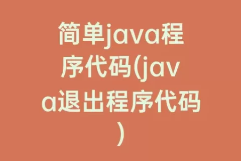 简单java程序代码(java退出程序代码)