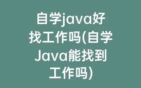 自学java好找工作吗(自学Java能找到工作吗)