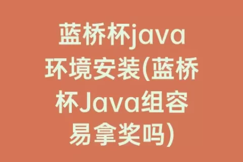 蓝桥杯java环境安装(蓝桥杯Java组容易拿奖吗)