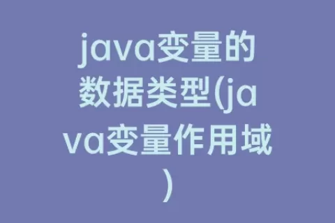 java变量的数据类型(java变量作用域)