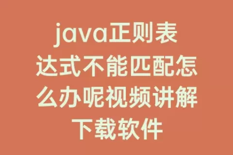 java正则表达式不能匹配怎么办呢视频讲解下载软件