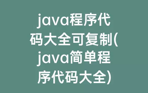 java程序代码大全可复制(java简单程序代码大全)