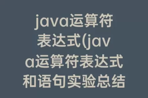 java运算符表达式(java运算符表达式和语句实验总结)