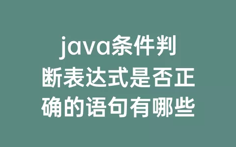 java条件判断表达式是否正确的语句有哪些