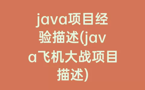 java项目经验描述(java飞机大战项目描述)