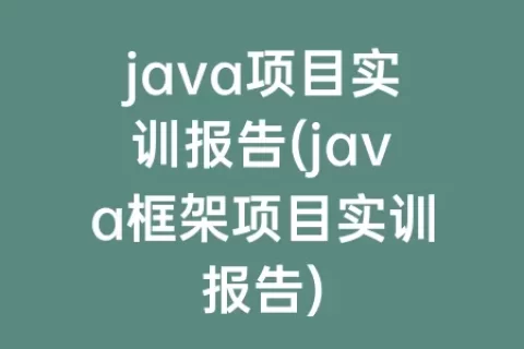 java项目实训报告(java框架项目实训报告)