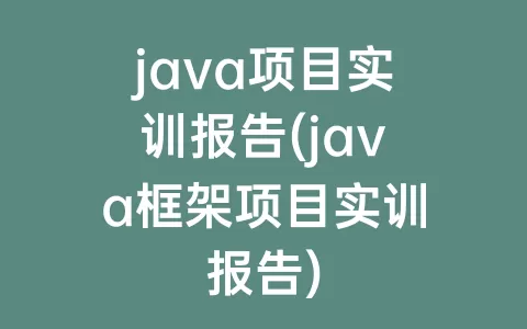 java项目实训报告(java框架项目实训报告)