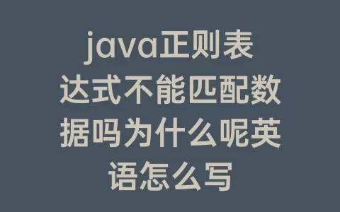 java正则表达式不能匹配数据吗为什么呢英语怎么写
