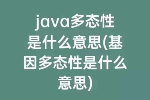 java多态性是什么意思(基因多态性是什么意思)