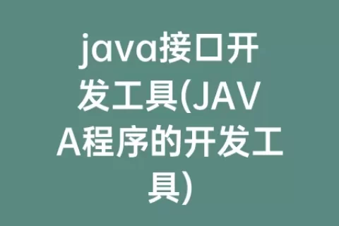 java接口开发工具(JAVA程序的开发工具)