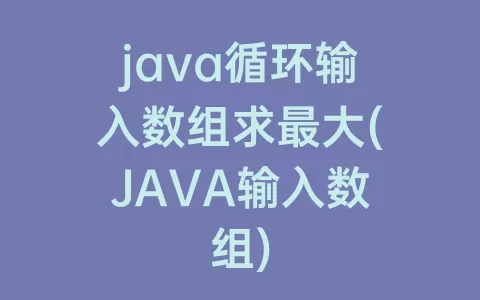 java循环输入数组求最大(JAVA输入数组)