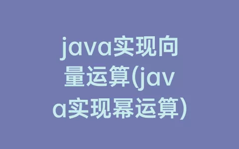 java实现向量运算(java实现幂运算)