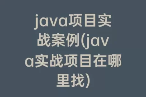 java项目实战案例(java实战项目在哪里找)