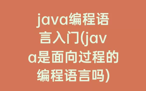java编程语言入门(java是面向过程的编程语言吗)