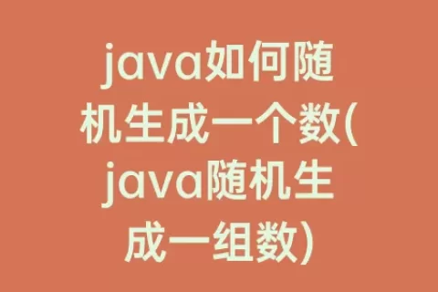 java如何随机生成一个数(java随机生成一组数)
