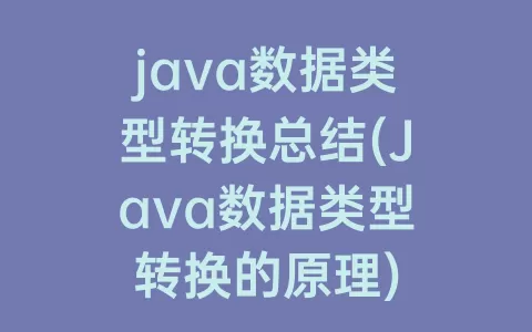 java数据类型转换总结(Java数据类型转换的原理)