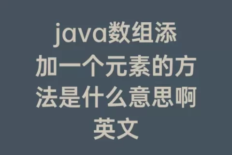 java数组添加一个元素的方法是什么意思啊英文