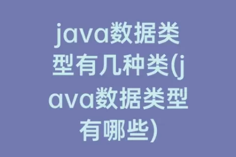 java数据类型有几种类(java数据类型有哪些)