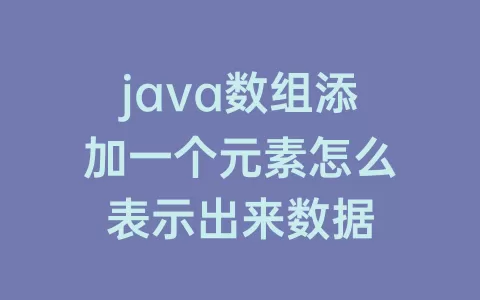 java数组添加一个元素怎么表示出来数据