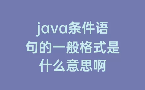java条件语句的一般格式是什么意思啊
