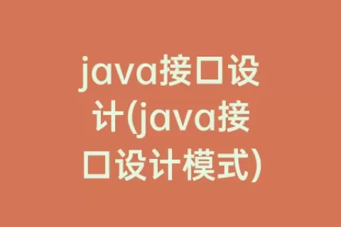 java接口设计(java接口设计模式)