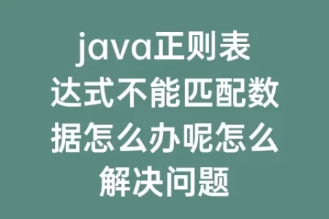 java正则表达式不能匹配数据怎么办呢怎么解决问题