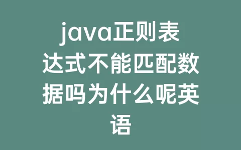 java正则表达式不能匹配数据吗为什么呢英语