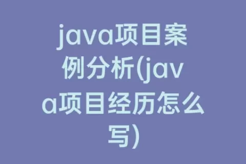 java项目案例分析(java项目经历怎么写)