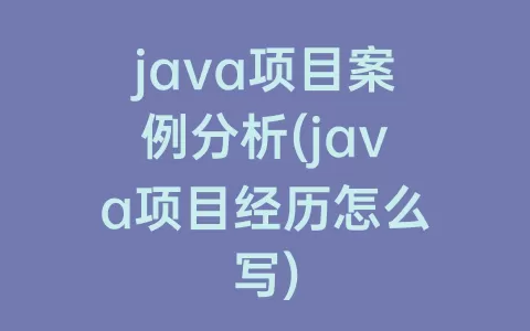 java项目案例分析(java项目经历怎么写)