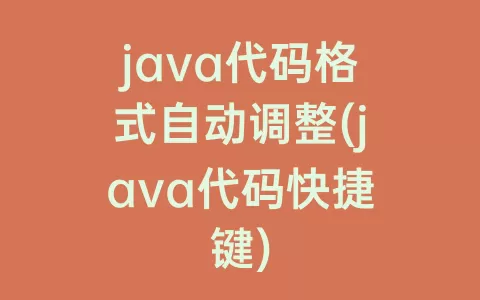java代码格式自动调整(java代码快捷键)