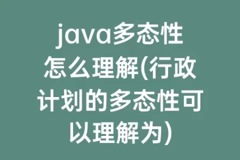 java多态性怎么理解(行政计划的多态性可以理解为)