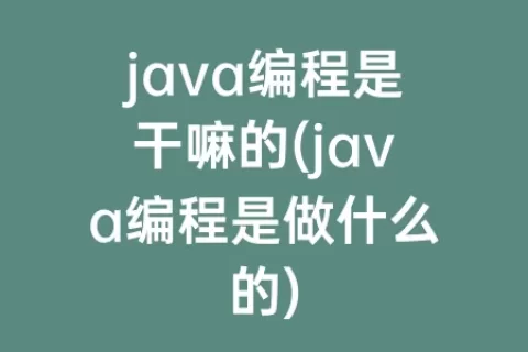 java编程是干嘛的(java编程是做什么的)