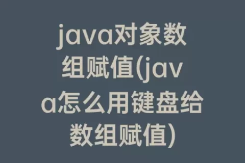 java对象数组赋值(java怎么用键盘给数组赋值)