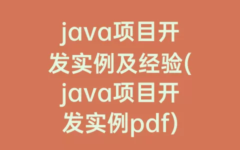 java项目开发实例及经验(java项目开发实例pdf)