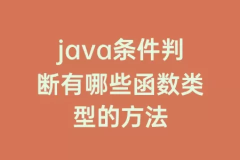 java条件判断有哪些函数类型的方法