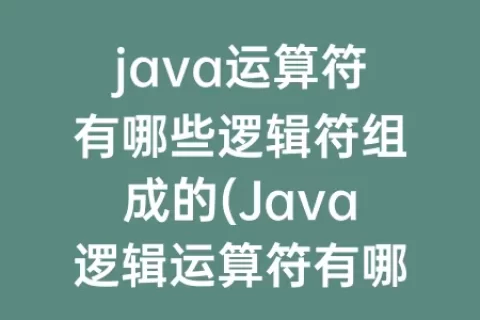 java运算符有哪些逻辑符组成的(Java逻辑运算符有哪些)
