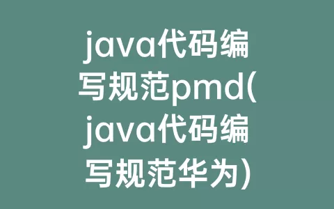 java代码编写规范pmd(java代码编写规范华为)