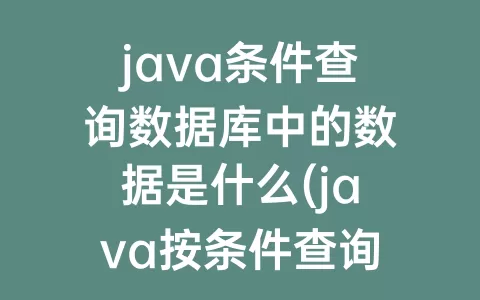 java条件查询数据库中的数据是什么(java按条件查询数据库)