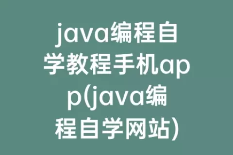 java编程自学教程手机app(java编程自学网站)