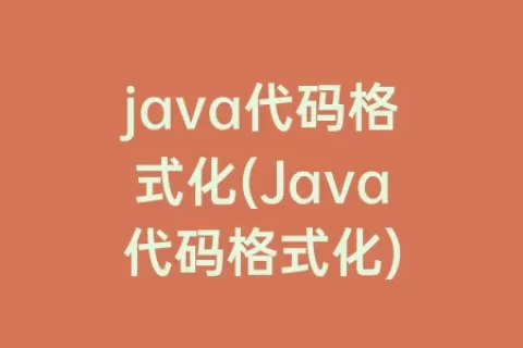 java代码格式化(Java代码格式化)