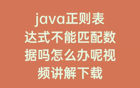 java正则表达式不能匹配数据吗怎么办呢视频讲解下载