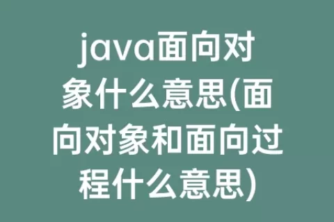 java面向对象什么意思(面向对象和面向过程什么意思)