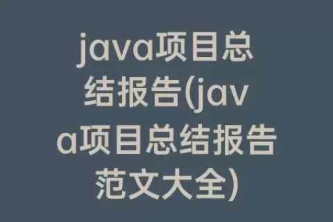 java项目总结报告(java项目总结报告范文大全)
